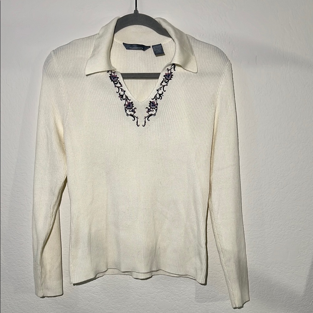 Hillard & Hanson Cream Long Sleeve Tee